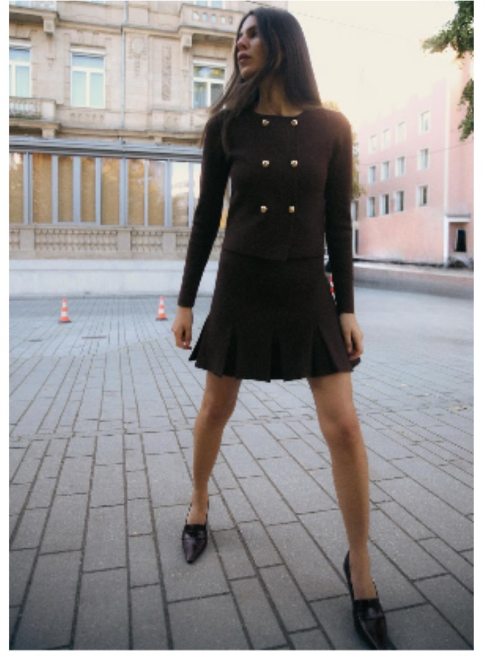 Zara Brown Knit Two-Piece Skirt Set - Picture 2 of 7
